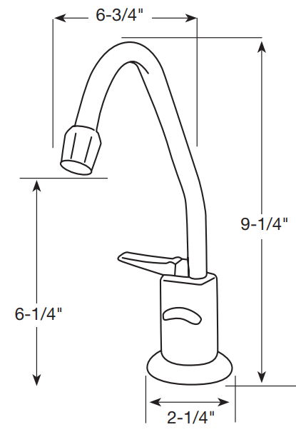 Water Inc. WI-FA500H Elite Series Long Reach Spout 500 Hot Only Faucet freeshipping - Drinking Well Co.